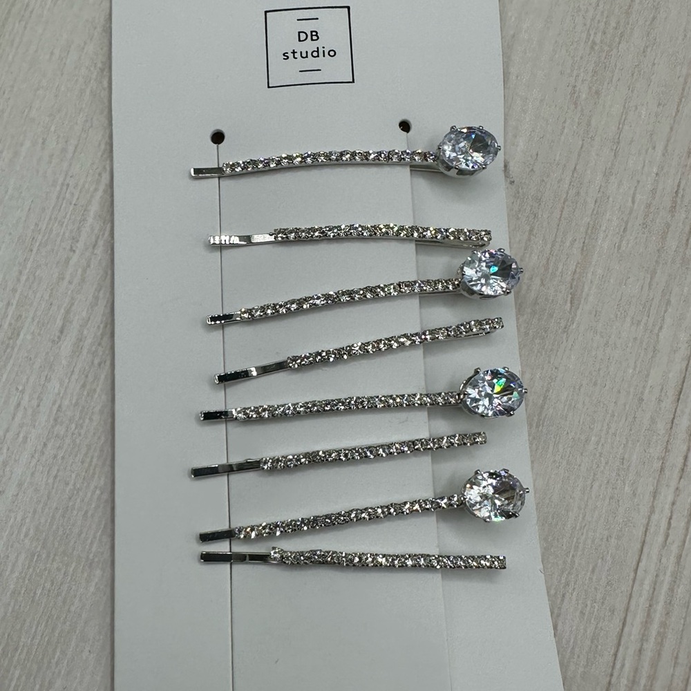 NWT DB Studio Silver Rhinestone Hair Pins - Picture 2 of 4